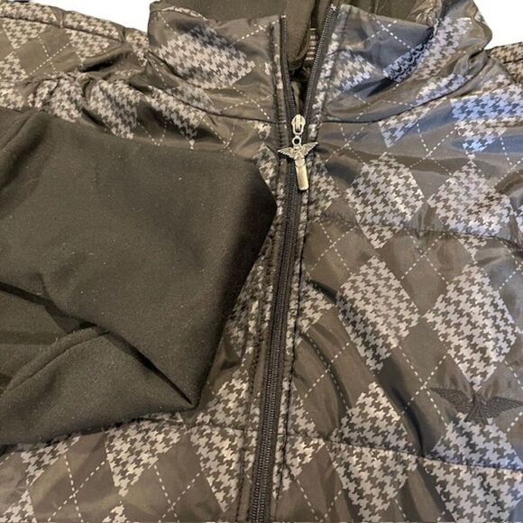 Avirex Men's Puffer Coat- Argyle torso with layered look sleeves/ Hood Black 4XL - Picture 14 of 15
